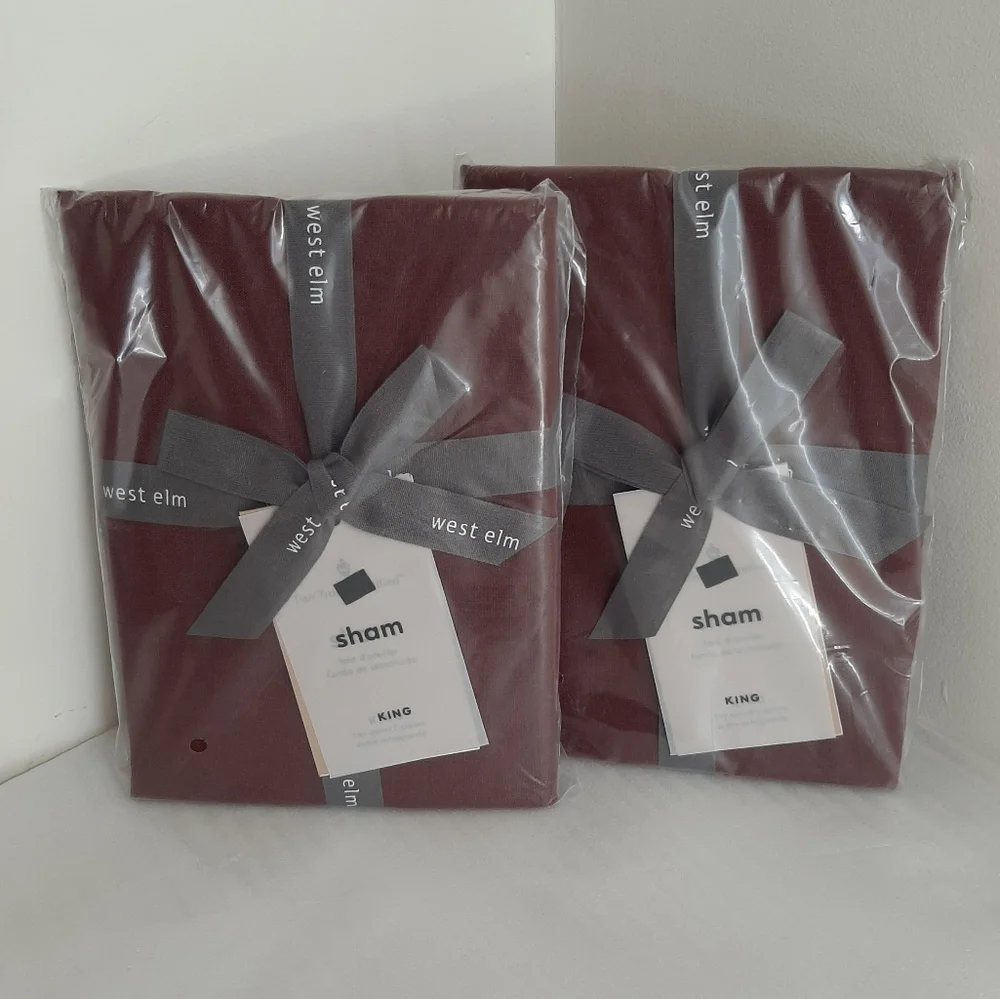 West Elm Belgian Flax Linen King Shams Currant
